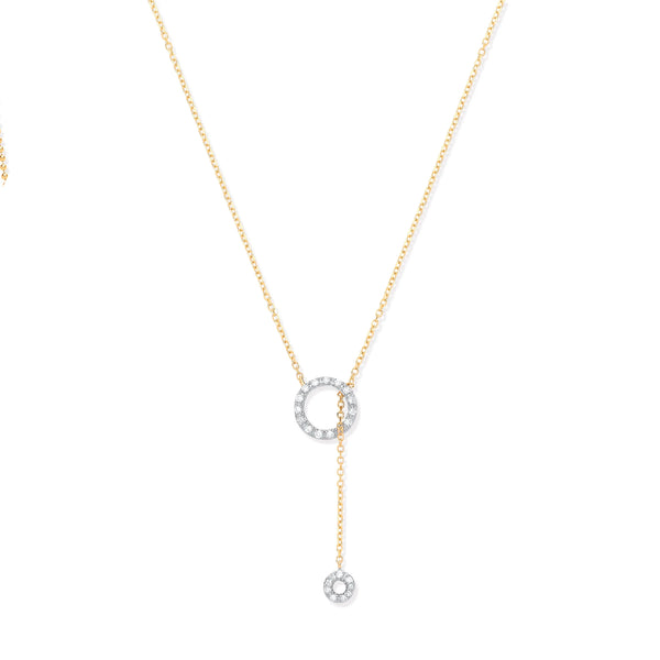 9ct YG 0.09ctw Tassel Through Circle of Life Pendant (18in/45cm) Chain Hanron Jewellery