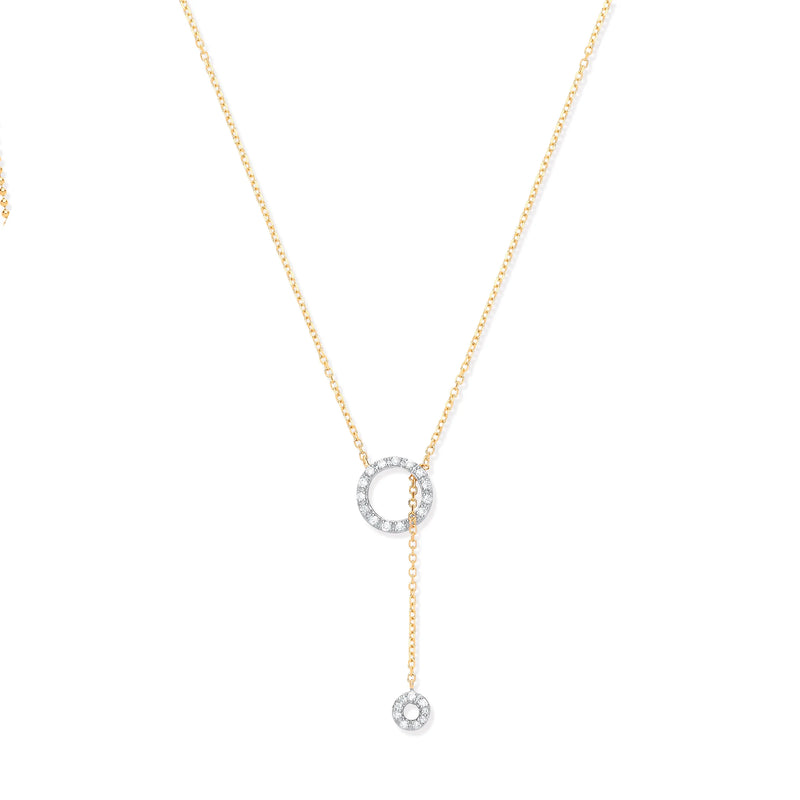 9ct YG 0.09ctw Tassel Through Circle of Life Pendant (18in/45cm) Chain Hanron Jewellery