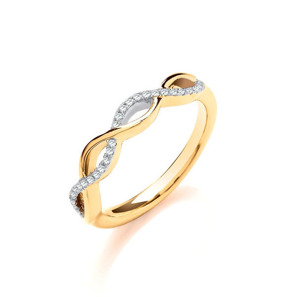 9ct YG 0.10ctw Entwined Diamond Ring Hanron Jewellery