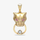 9ct Yellow Diamonds -3pts Pink Saphire -7pts Panther Pendant HEERA DIAMONDS