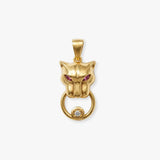 9ct Yellow Diamonds -3pts Pink Sapphire -7pts Panther Pendant