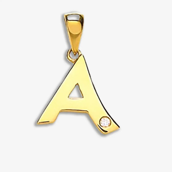 9ct Yellow Gold 0.01ct Diamond A Initial HEERA DIAMONDS