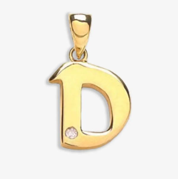 9ct Yellow Gold 0.01ct Diamond D Initial HEERA DIAMONDS