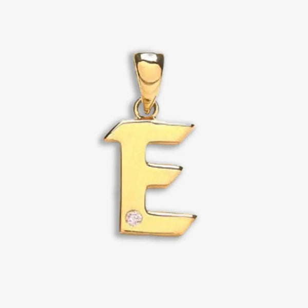 9ct Yellow Gold 0.01ct Diamond E Initial HEERA DIAMONDS