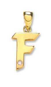 9ct Yellow Gold 0.01ct Diamond F Initial Hanron Jewellery
