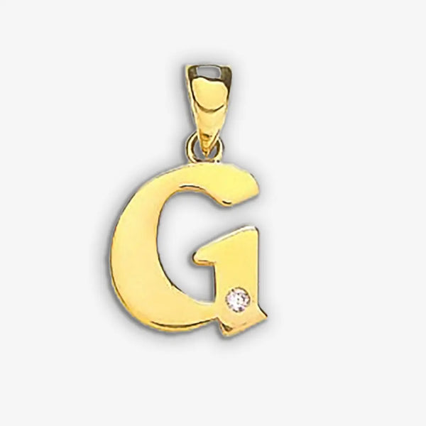 9ct Yellow Gold 0.01ct Diamond G Initial HEERA DIAMONDS