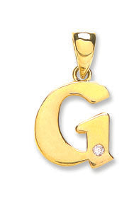 9ct Yellow Gold 0.01ct Diamond G Initial Hanron Jewellery