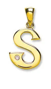 9ct Yellow Gold 0.01ct Diamond S Initial HEERA DIAMONDS