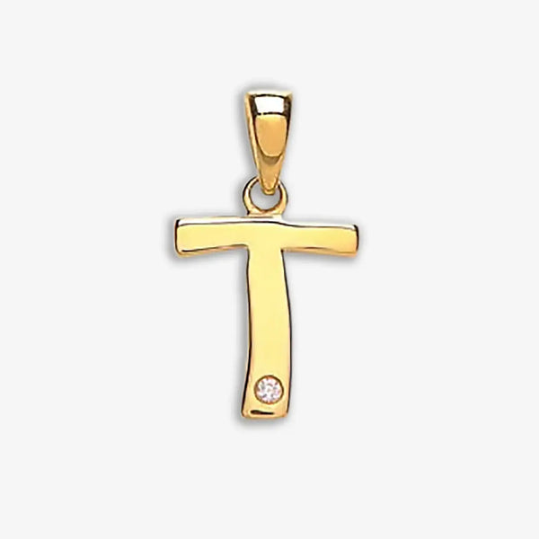 9ct Yellow Gold 0.01ct Diamond T Initial HEERA DIAMONDS