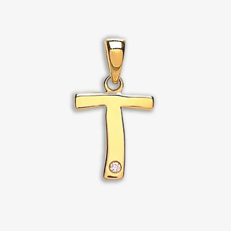 9ct Yellow Gold 0.01ct Diamond T Initial HEERA DIAMONDS