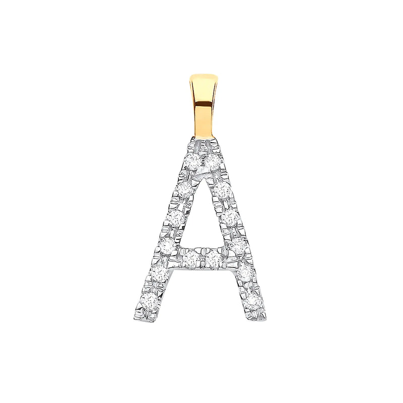 9ct Yellow Gold 0.05ct Diamond A Initial HEERA DIAMONDS