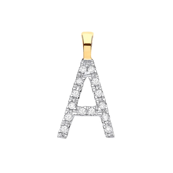 9ct Yellow Gold 0.05ct Diamond A Initial Hanron Jewellery