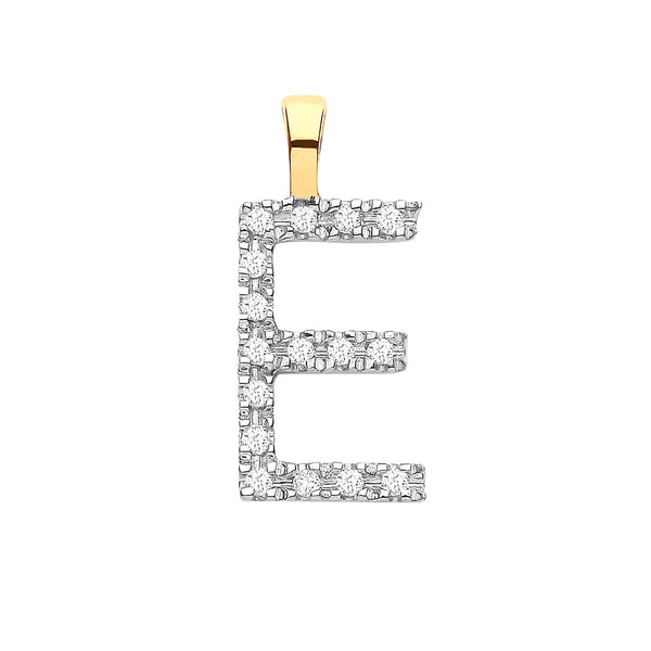 9ct Yellow Gold 0.05ct Diamond E Initial Hanron Jewellery