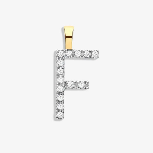 9ct Yellow Gold 0.05ct Diamond F Initial HEERA DIAMONDS