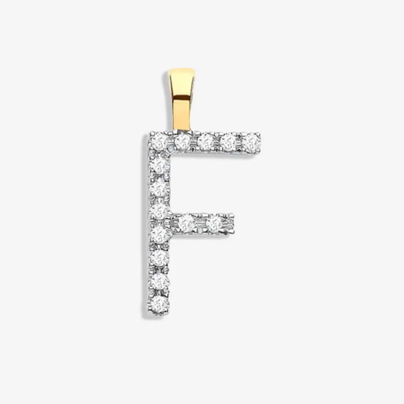 9ct Yellow Gold 0.05ct Diamond F Initial HEERA DIAMONDS