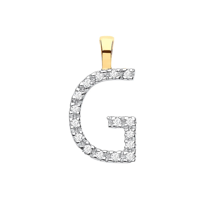 9ct Yellow Gold 0.05ct Diamond G Initial Hanron Jewellery