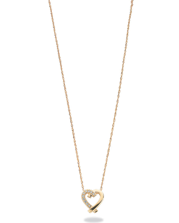 9ct Yellow Gold 0.05ct Diamond Heart Pendant with 18in/45cm Chain Hanron Jewellery