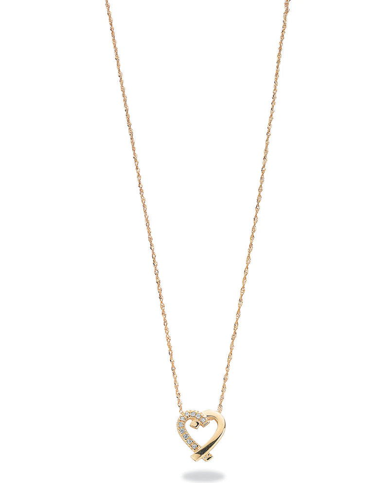 9ct Yellow Gold 0.05ct Diamond Heart Pendant with 18in/45cm Chain Hanron Jewellery