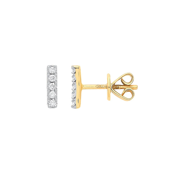 9ct Yellow Gold 0.07ct Diamond Earrings HEERA DIAMONDS
