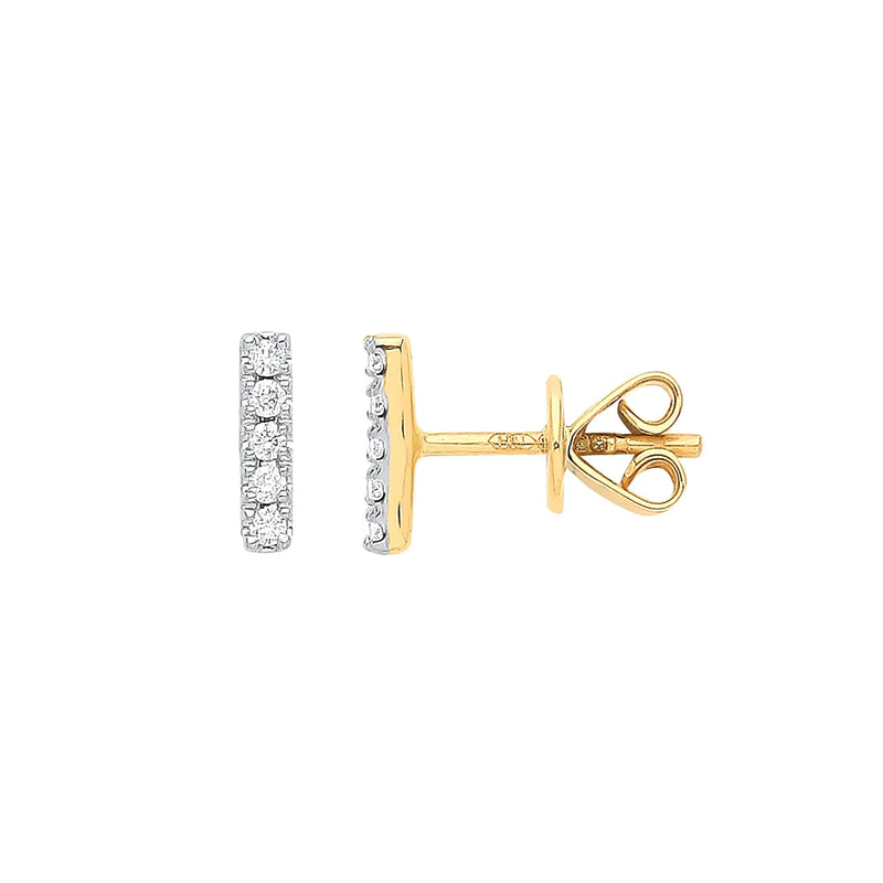 9ct Yellow Gold 0.07ct Diamond Earrings HEERA DIAMONDS