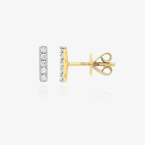 9ct Yellow Gold 0.07ct Diamond Earrings HEERA DIAMONDS