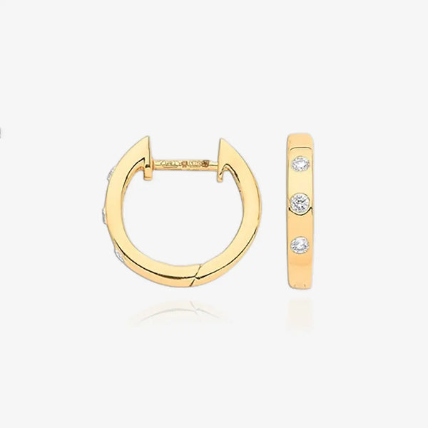 9ct Yellow Gold 0.08ct Rubover Huggies HEERA DIAMONDS