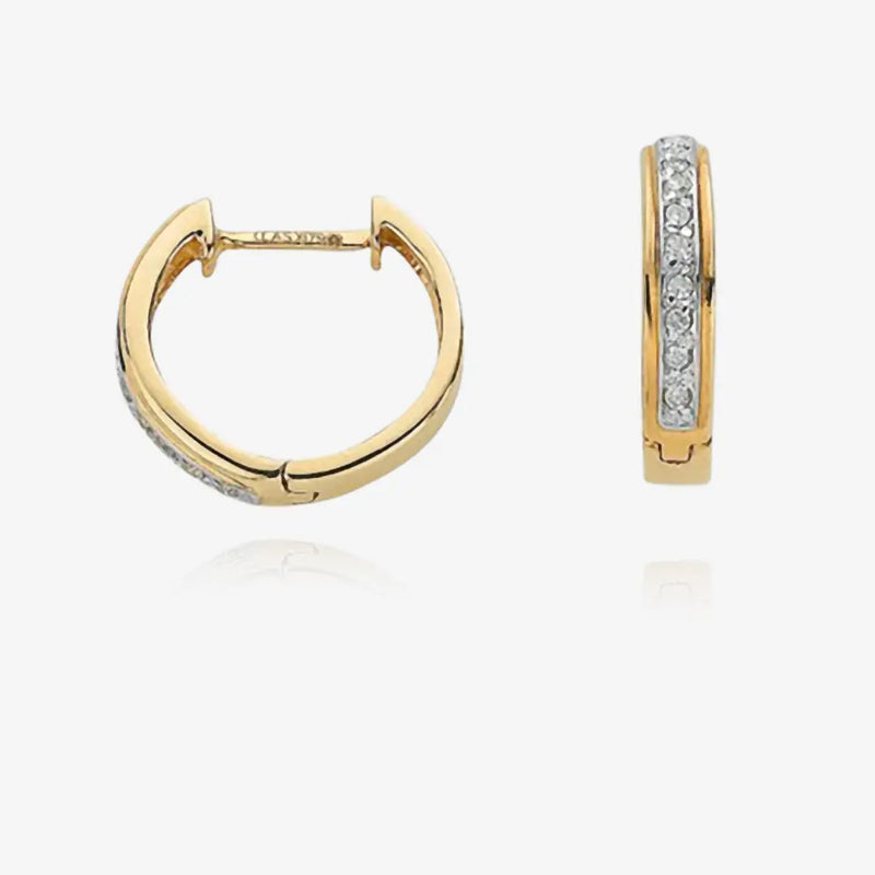 9ct Yellow Gold 0.10ct Diamond Earrings HEERA DIAMONDS