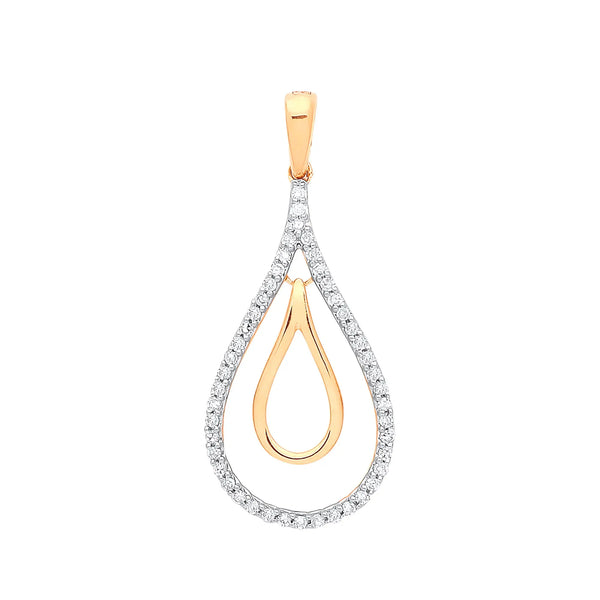 9ct Yellow Gold 0.13ct Drop Pendant Hanron Jewellery