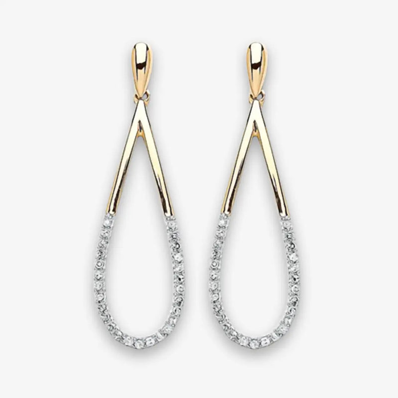 9ct Yellow Gold 0.15ct Dia Drop Earrings HEERA DIAMONDS