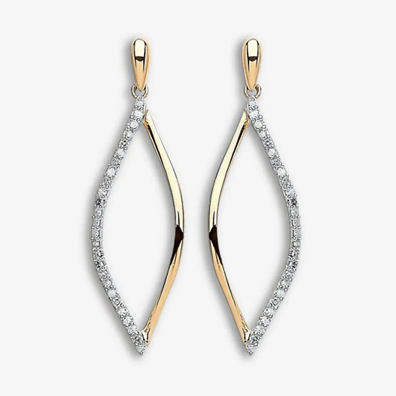 9ct Yellow Gold 0.15ct Dia Drop Earrings HEERA DIAMONDS