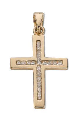 9ct Yellow Gold 0.15ct Diamond Cross HEERA DIAMONDS