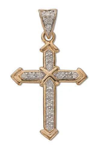 9ct Yellow Gold 0.18ct Diamond Cross HEERA DIAMONDS