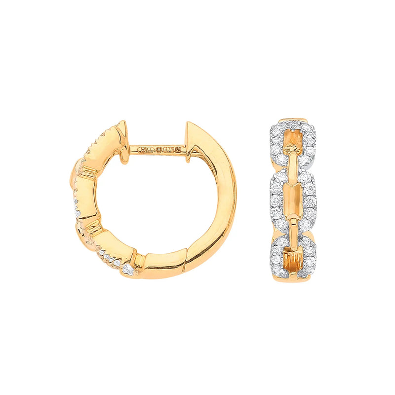 9ct Yellow Gold 0.25ct Curb Huggies Hanron Jewellery