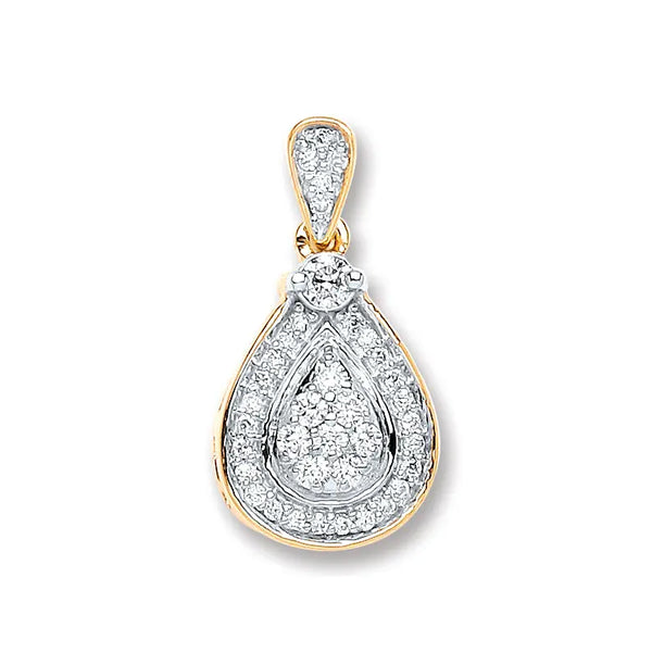 9ct Yellow Gold 0.25ct Diamond Drop Pendant HEERA DIAMONDS