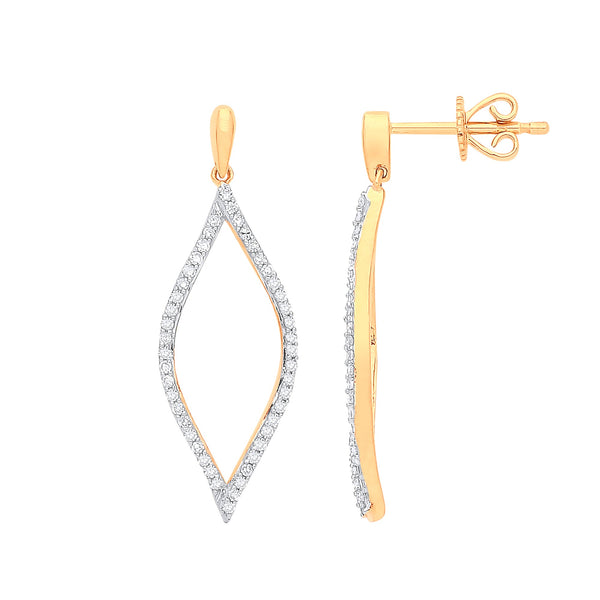 9ct Yellow Gold 0.29ct Diamond Drop Earrings Hanron Jewellery