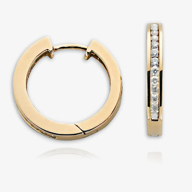 9ct Yellow Gold 0.50ct Diamond Hoop Earrings HEERA DIAMONDS