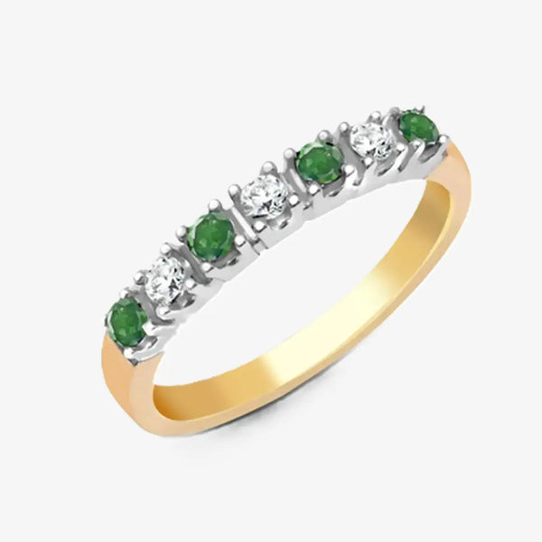 9ct Yellow Gold Diamond And Emerald Ring HEERA DIAMONDS