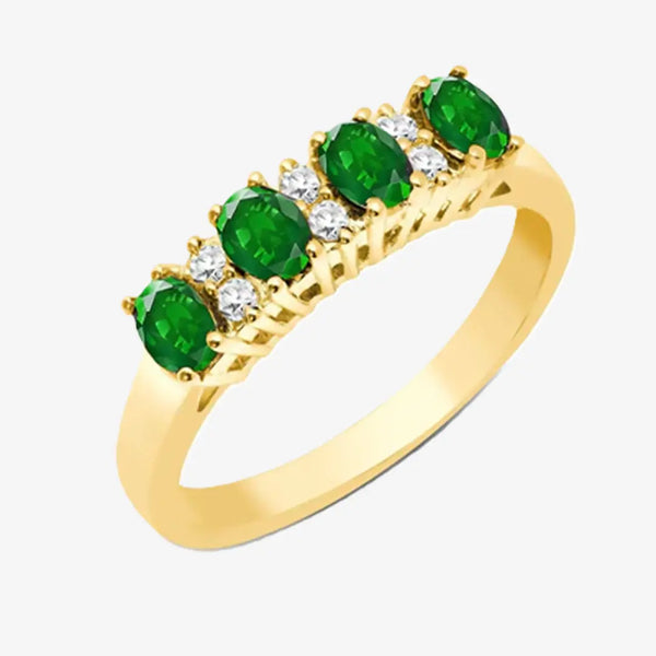 9ct Yellow Gold Diamond And Emerald Ring HEERA DIAMONDS