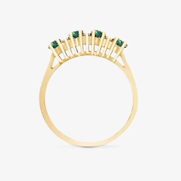 9ct Yellow Gold Diamond And Emerald Ring HEERA DIAMONDS