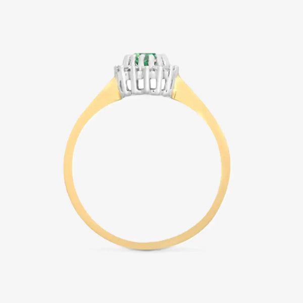 9ct Yellow Gold Diamond And Emerald Ring HEERA DIAMONDS