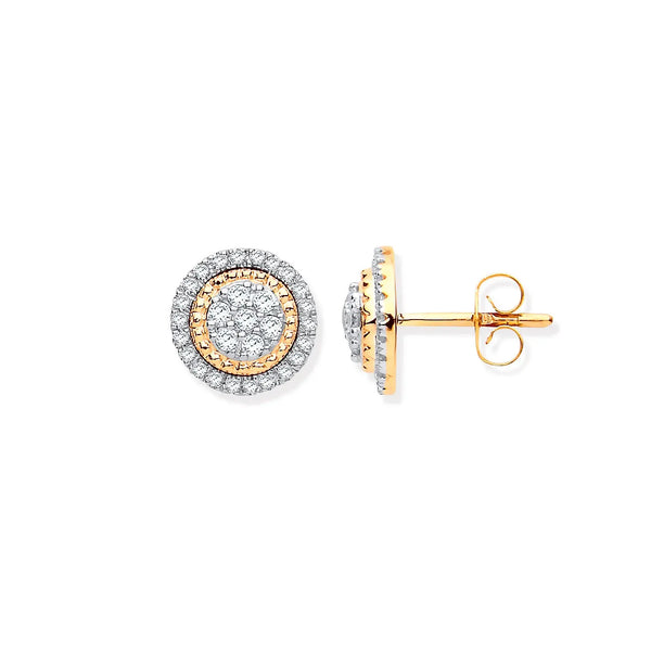 9ct Yellow Gold Multi Circles Stud Diamond 0.36ctw Earrings HEERA DIAMONDS