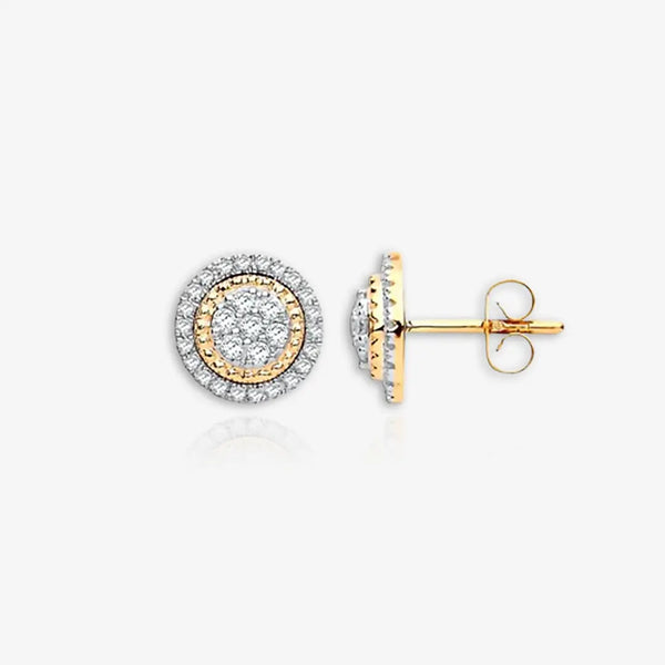 9ct Yellow Gold Multi Circles Stud Diamond 0.36ctw Earrings HEERA DIAMONDS