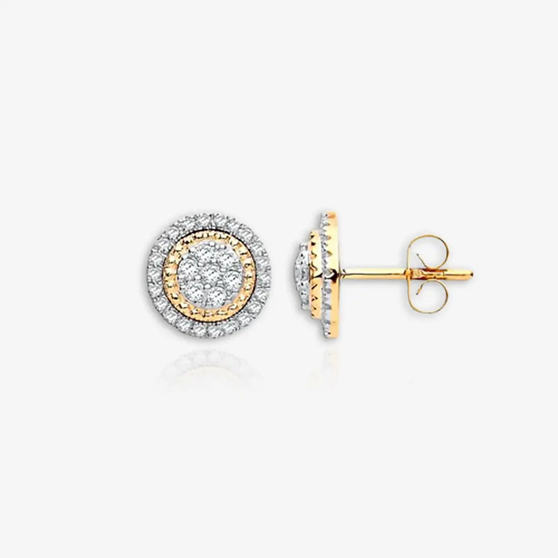 9ct Yellow Gold Multi Circles Stud Diamond 0.36ctw Earrings HEERA DIAMONDS