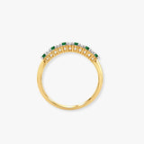 9ct Yellow Gold Natural Diamond 10pts & Emerald 15pts Half Eternity Ring