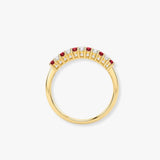9ct Yellow Gold Natural Diamond 10pts & Ruby 15pts Half Eternity Ring