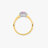 9ct Yellow Gold Natural Diamond 12pts & Pink Sapphire 68pts Ring