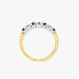 9ct Yellow Gold Natural Diamond 15pts & Emerald 20pts Half ET Ring