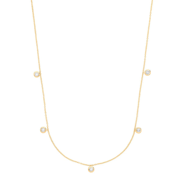 9ct Yellow Gold Rub-Over 0.25ctw Diamond (18in/45cm) Chain Hanron Jewellery