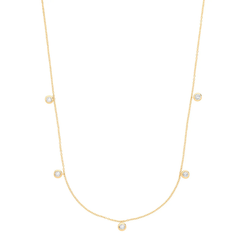 9ct Yellow Gold Rub-Over 0.25ctw Diamond (18in/45cm) Chain Hanron Jewellery