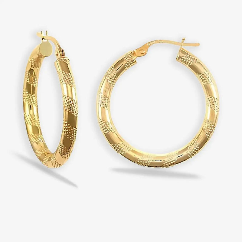 9ct Yellow Gold Zebra Hoop Earrings HEERA DIAMONDS